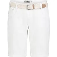 SUBLEVEL Bermudas Damen Sommer Stoffhose kurz mit buntem Flechtgürte Sommerhose, kurze Chinohose, Shorts mit Gürtel
