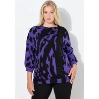 Ulla Popken Jacquardpullover Jacquard-Pullover Animal Stehkragen 3/4-Arm