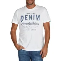 MUSTANG T-Shirt Herren Printshirt Regular Fit (1-tlg) Kurzarm Tee Shirt mit Rundhalsausschnitt aus 100% Baumwolle