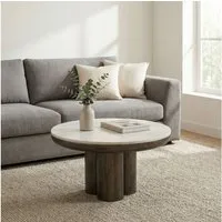 FINEBUY Couchtisch FB116659 60cm mit Marmor Platte weiß Wohnzimmertisch Beistelltisch Alu (Extravaganter Tisch in massiver Säulenoptik), Glatte Marmorplatte auf dunklem Aluminium