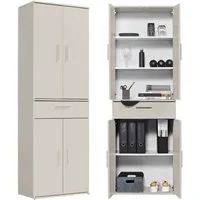 mokebo Mehrzweckschrank Der Praktische (60x180 cm, mit Schublade) Made in Germany, Büroschrank, Apothekerschrank in Beige Grau