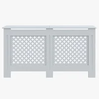 SONNI Heizungsverkleidung Heizkörperverkleidung weiß Kreuzgitter Heizkörperabdeckung, Breite: 152cm, Zubehör für Wandmontage