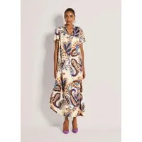 MADELEINE Maxikleid Druckkleid mit Paisley-Muster Viskosekleid mit V-Ausschnitt, Taschen, Kurzarm und Wadenlänge