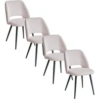 GrandCA HOME Esszimmerstuhl 4er Set Esszimmerstühle, Cord-Stoff Polsterung (4 St), mit schwarzen Metallbeinen, schwarz/beige/grau