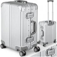 tectake Trolley Aluminium Boardtrolley, gängige Handgepäckgröße, abteilbarer, 4 Rollen, 2 TSA-Sicherheitszahlenschlösser, 360° drehbar, gummierte Doppelrollen