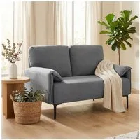 HOMCOM 2-Sitzer Polstersofa mit Armlehne, Metallrahmen, Couch 1 Teile, für Wohnzimmer, Schlafzimmer, Metallrahmen, Grau