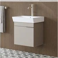 Roomart Badmöbel-Set LYCIA 50 cm 4-tlg., Hochschrank, Keramikbecken, Gäste-WC, (Komplett-Set), Soft-Close-Funktion, Wandmontage, Hochschrank, Waschbecken