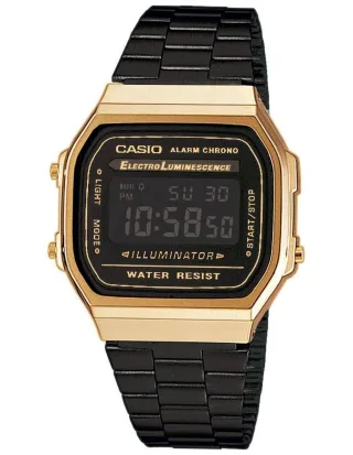 Casio Retro Unisex schwarze Uhr A168WEGB-1BEF
