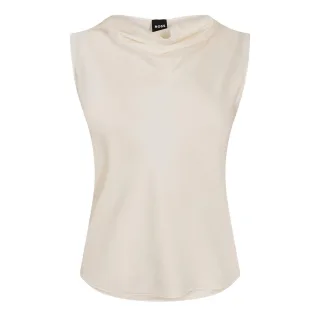 Boss - Bluse für Damen, Wasserfallausschnitt, Muschel, Ärmellos (Weiß)