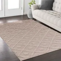 TaraCarpet Designteppich Designerteppich Tokio hoch-tief Struktur Rauten uni, rechteckig, Höhe: 20 mm, moderner scandi BOHO beige Wohnzimmer Schlafzimmer Flur 120x170 cm