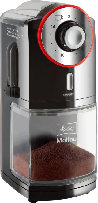 Melitta Kaffeemühle "Molino 1019-01" 100 W Scheibenmahlwerk 200 gBohnenbehälter
