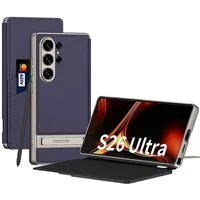 Wigento Handyhülle Für Samsung Galaxy S26 Ultra 5G Leder Tasche Book Hülle Lila 6.9, Kartenfächer, Standfunktion