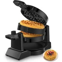 FOHERE Waffeleisen Doppelwaffeleisen für belgische Waffeln, 180°-Wendefunktion, 1400 W, 180°-Wendefunktion, herausnehmbare Fettauffangschale