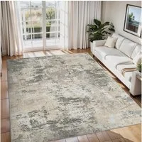 GarveeMore Teppich aus Perlvelours für Wohnzimmer & Schlafzimmer, faltbar, waschbar, rechteckig, Höhe: 5 mm, abstraktes Tuschmuster, rutschfeste Rückseite, 120x170 cm, Gelb
