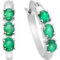 Vira Jewels Paar Creolen Silber 925 rhodiniert mit 6 echten Smaragden