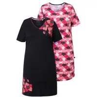 Ulla Popken Bigshirt Bigshirts 2er-Pack Blüten Rundhals/V-Ausschnitt