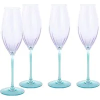 CreaTable Sektglas Swirly Spring, Sektgläser-Set, 4-tlg., 4-tlg., Glas, Rillen Relief, Modern, Sommerlich, Leicht