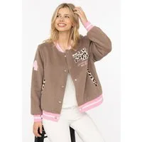 Zwillingsherz Bomberjacke „College Leo“ gestreifte Bündchen, Leodetails und Futter, Druckknopfleiste