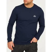 Jack & Jones Langarmshirt JCORISE INFINITY TEE LS CREW NECK Herren Langarmshirt Unifarben Basic Stretch Longsleeve Shirt Baumwolle