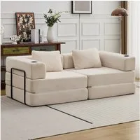 Leawin Sofa Modulares Schlafsofa aus Chenille mit Bettfunktion-Sofas Wohnzimmer, Flexibles Sofa & Bett für Wohnzimmer, Wohnung oder Gästezimmer