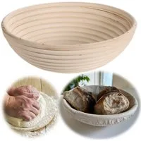 LS-LebenStil Gärkorb Gärkörbchen Rund 25x8cm Peddigrohr Brotform Leineneinsatz Brotkorb, (aus nachhaltigem FSC Rattan für´s Brotbacken 1000 – 1250 Gramm 1-tlg), Sauerteig, Hefeteig, Mischbrot, Bauernbrot, Roggenbrot oder Dinkelbrot