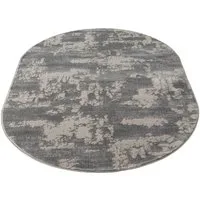 Carpetilla Designteppich Designer Wohnzimmer Teppich abstrakte Musterung Oval Grau, Rechteckig, Höhe: 12 mm, Wohnzimmer