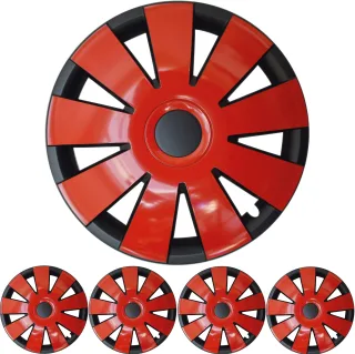 4x PREMIUM DESIGN Radkappen Radzierblenden 15 ZOLL Nefryt in Schwarz / Rot