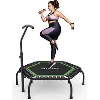 BCAN Fitnesstrampolin Indoor Ø 122 cm, Trampolin Erwachsene bis 250 kg, Ø 122 cm, (1 tlg), Bodentrampolin mit verstellbarem T-Griff & 42 Gummiseilen