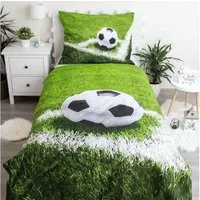 Jerry Fabrics Jugendbettwäsche Jerry Fabrics Bettwäsche Fußball 140x200 + 70x90 cm 100% Baumwolle, 2 teilig, mit Reißverschluss
