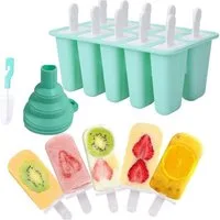 FELIXLEO Eisform Eisformen Silikon 10 Hohlräume Eis am Stiel Formen Grün, (1-tlg)