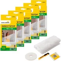 SCHELLENBERG Fliegengitter-Gewebe für Fenster ohne bohren, (Set, 5-St), Insektenschutz mit Klettband, 100 x 130 cm, anthrazit und weiß