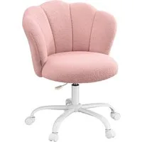 SONGMICS Bürostuhl Schminktischstuhl, für Wohnzimmer, Schlafzimmer, 64 x 64 x (79-89) cm, bis zu 110 kg belastbar, Blütenblatt-Rückenlehne, höhenverstellbar