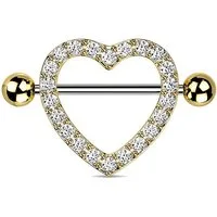 viva-adorno Brustwarzenpiercing Herz Zirkonia Nippelpiercing Brustpiercing, Barbell Kristall Steine