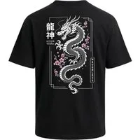 Neverless Oversize-Shirt Herren T-Shirt - Design Sakura Dragon - Oversized Relaxed Fit mit Print