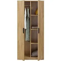en.casa Kleiderschrank »Eiselfing« 2 Türen, 1 Stange, 4 Fächer 176x80x52 cm Eiche