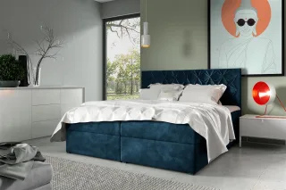 Boxspringbett Schlafzimmerbett 200x220cm LAZARO Nr.7 Blau inkl. Bettkasten