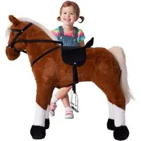 TE-Trend Reitpferd 70 cm Spielzeug Schaukelpferd Pferd zum Draufsitzen hellbraun, mit Soundmodul