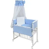 Baby-Delux Stubenbett Beistellbett Komplettset Waffelpique Musselin, Stillbett 90x40 weiß höhenverstellbar, Matratze inkl. komplett Set