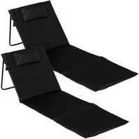 Spetebo Gartenliege Strandmatte 2er Set klappbar mit verstellbarer Rückenlehne, Anzahl, 1 St., Stück, Integriertes Kopfkissen