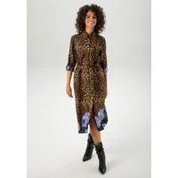 Aniston CASUAL Blusenkleid (mit abnehmbarem Bindegürtel) mit Blüten-Bordüre und Leo-Print