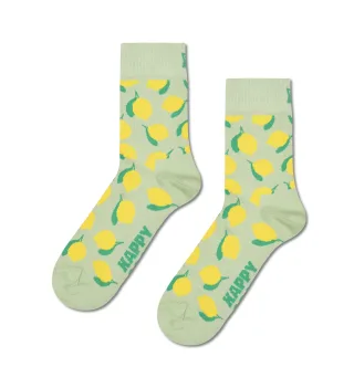 happy socks - Lemon Short Crew Sock Grün - Gr. - 38