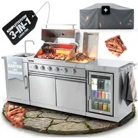 Flammenwerk Outdoor-Küche Gasgrill Edelstahl 6 Brenner 24,1 kW FWOK.2463