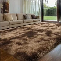 Sour Lemon Hochflor-Teppich Sour Lemon Hochflor Teppich Braun 140x200 Waschbar Anti-Rutsch
