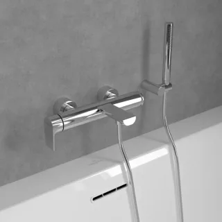 Villeroy und Boch Liberty Einhebel-Badewannenarmatur TVT10700100061 mit Umsteller, Rückflussschutz, Wandmontage, chrom