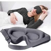 Mutig Schlafmaske 3D Schlafmaske für Seitenschläfer, Augenmaske für Frauen & Herren, Lichtblockierende & Atmungsaktive Augenmaske mit Memory Foam, Verstellbares Gummiband & Ohrstöpseln, für Männer und Frauen, Reisen & Yoga
