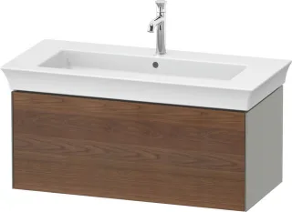 Duravit White Tulip Waschtischunterbau wandhängend Amerikanischer Nussbaum & Stein Grau Matt & Seide WT4242077920010