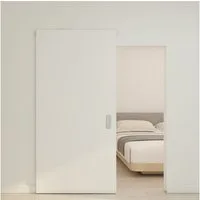 inova wohnen Schiebetür Holzschiebetür 103 x 210 cm (Komplett-Set), Weiß, Komplettset mit unsichtbarer Laufschiene und Softclose