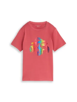 tom tailor kids - T-Shirt mit Glitzer-Print berry red - Gr. - 98