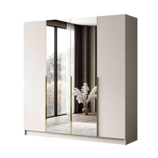 Lookway Kleiderschrank, Kaschmir, Holzwerkstoff, Uni, 2 Schubladen, Rechteckig, 200x200x57 cm, Schlafzimmer, Kleiderschränke, Drehtürenschränke