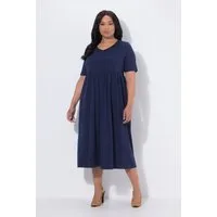 Ulla Popken Maxikleid Maxikleid A-Linie Jersey V-Ausschnitt Halbarm